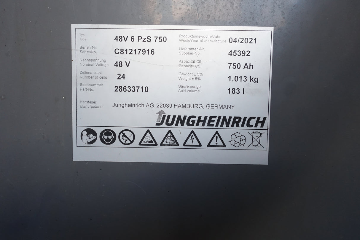 Staplerbatterie 48V 6PzS750