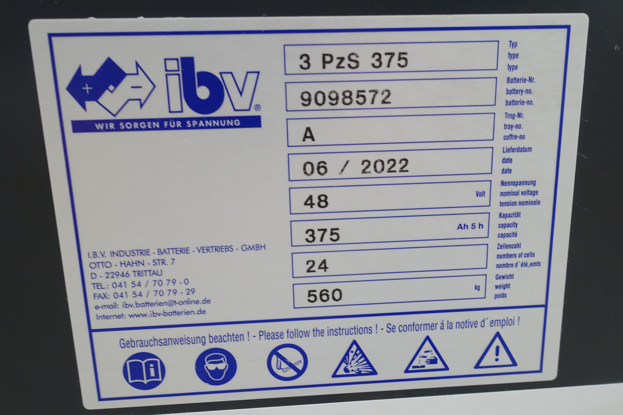 Staplerbatterie 48V 3PzS375