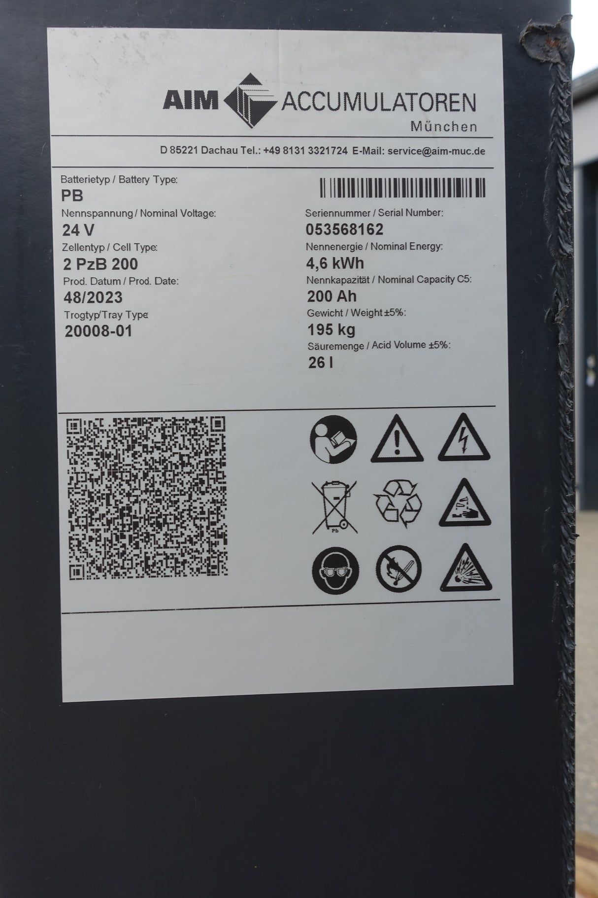 Staplerbatterie 24V 2PzB200