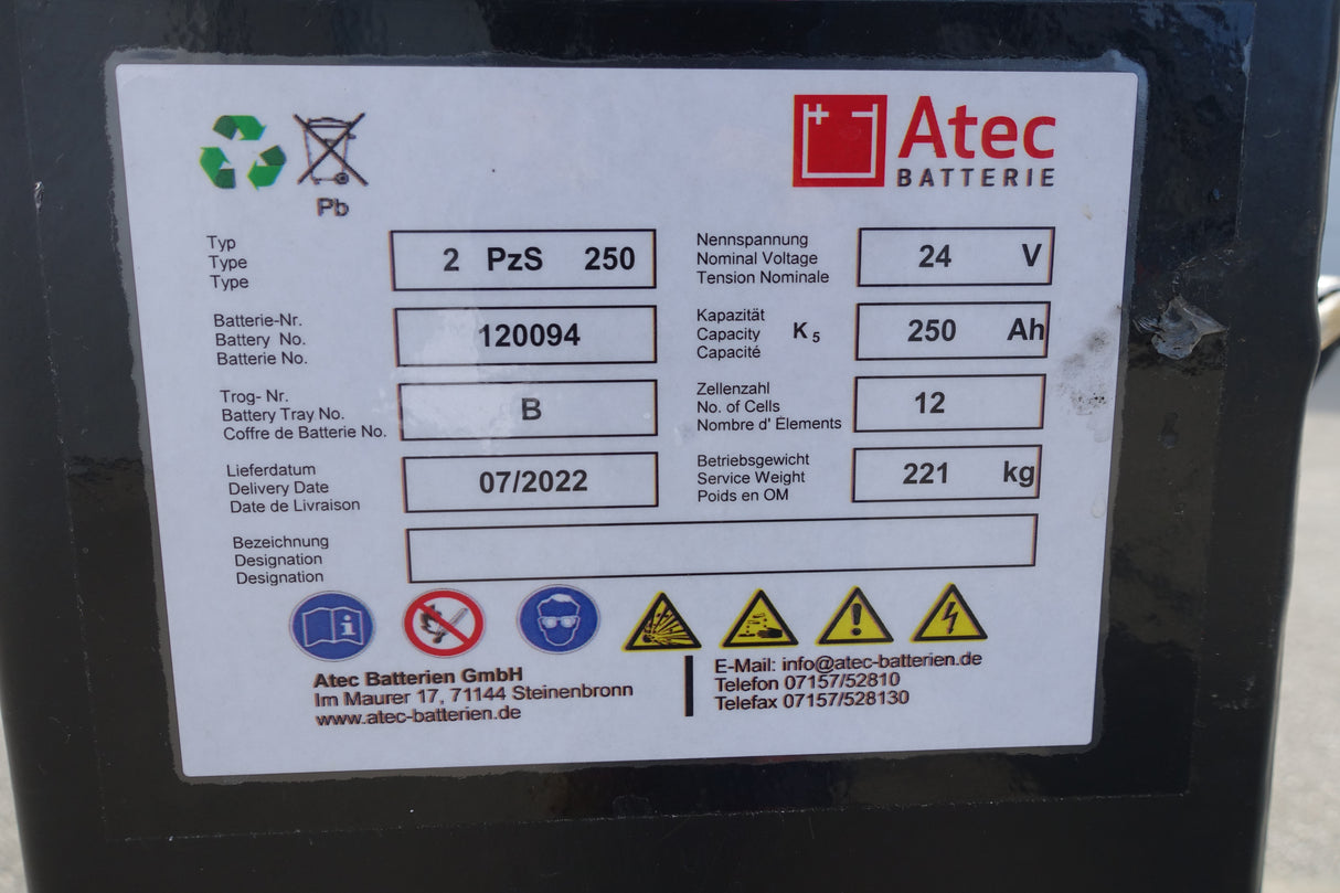 Forklift battery 24V 2PzS250