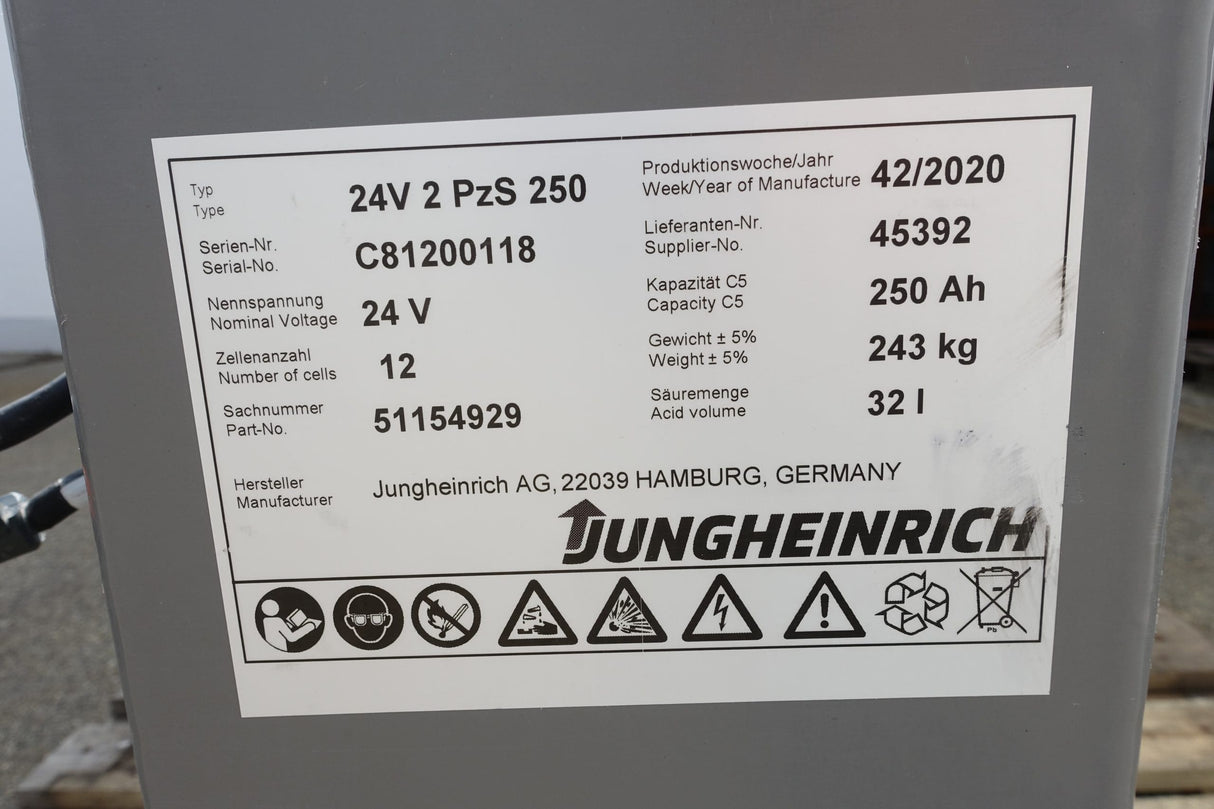 Jungheinrich Staplerbatterie 24V 2PzS250 Sondertrog