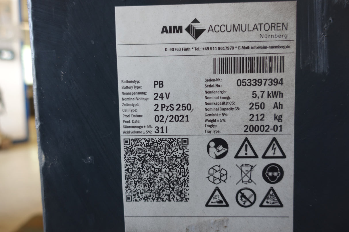 Forklift battery 24V 2PzS250