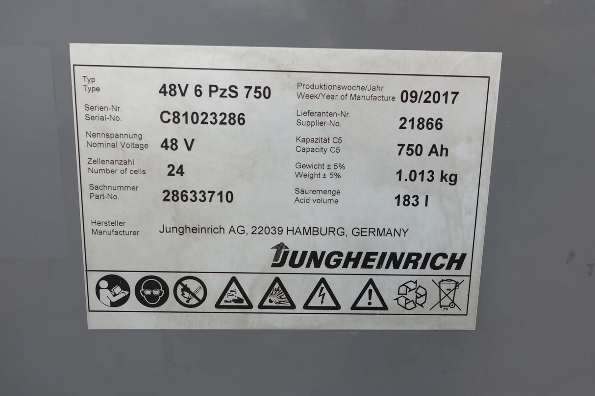 Staplerbatterie 48V 6PzS750