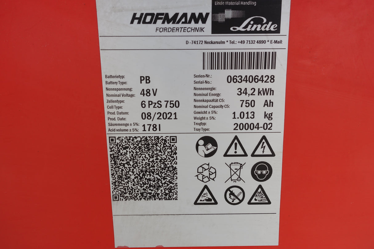 Forklift battery 48V 6PzS750
