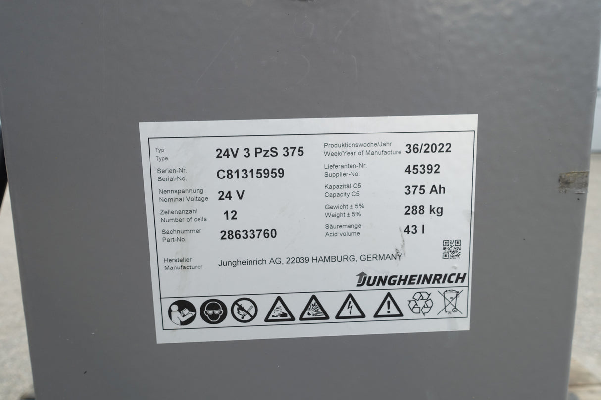 Staplerbatterie 24V 3PzS375